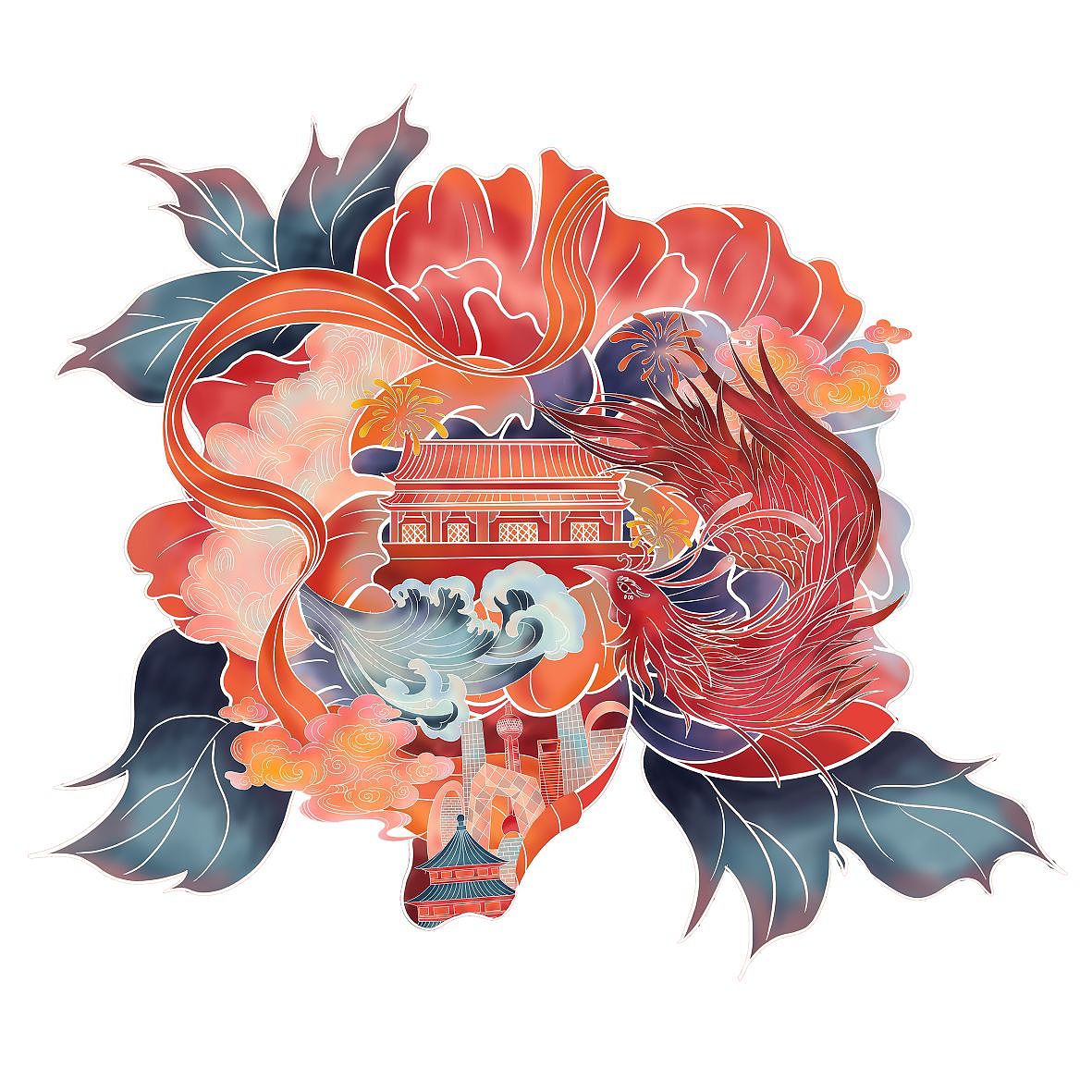 国庆节系列插画（图ZMzUxOTY0Mzk2） - 商业插画 - 站酷设计师长林乔原创素材 - 站酷ZCOOL