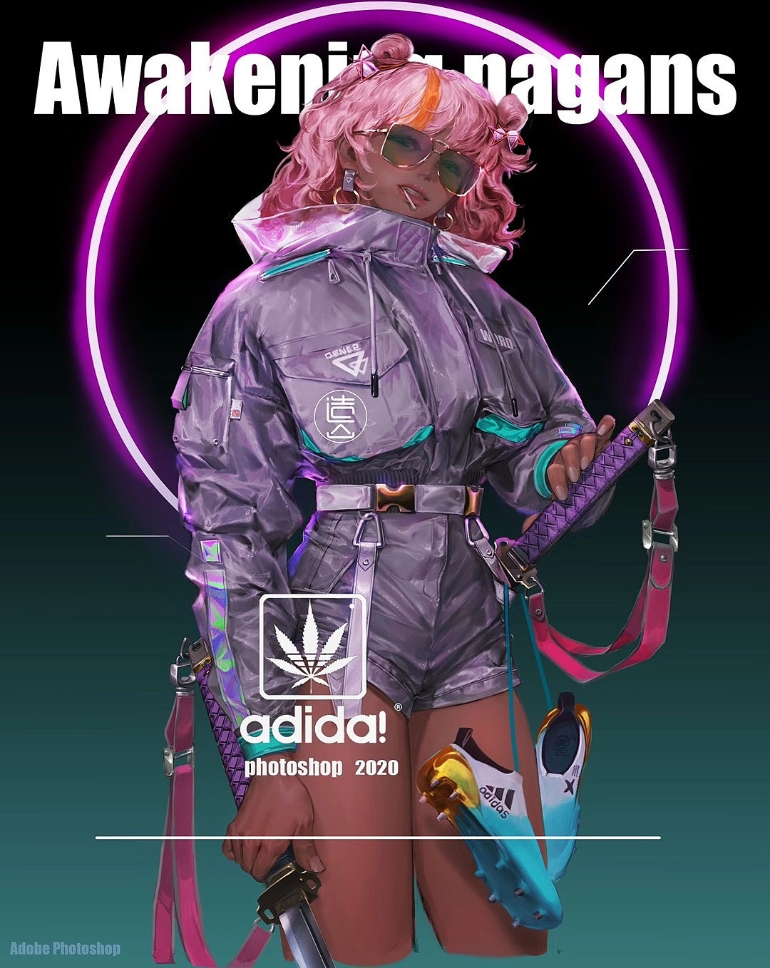 插画adida服装设计绘制