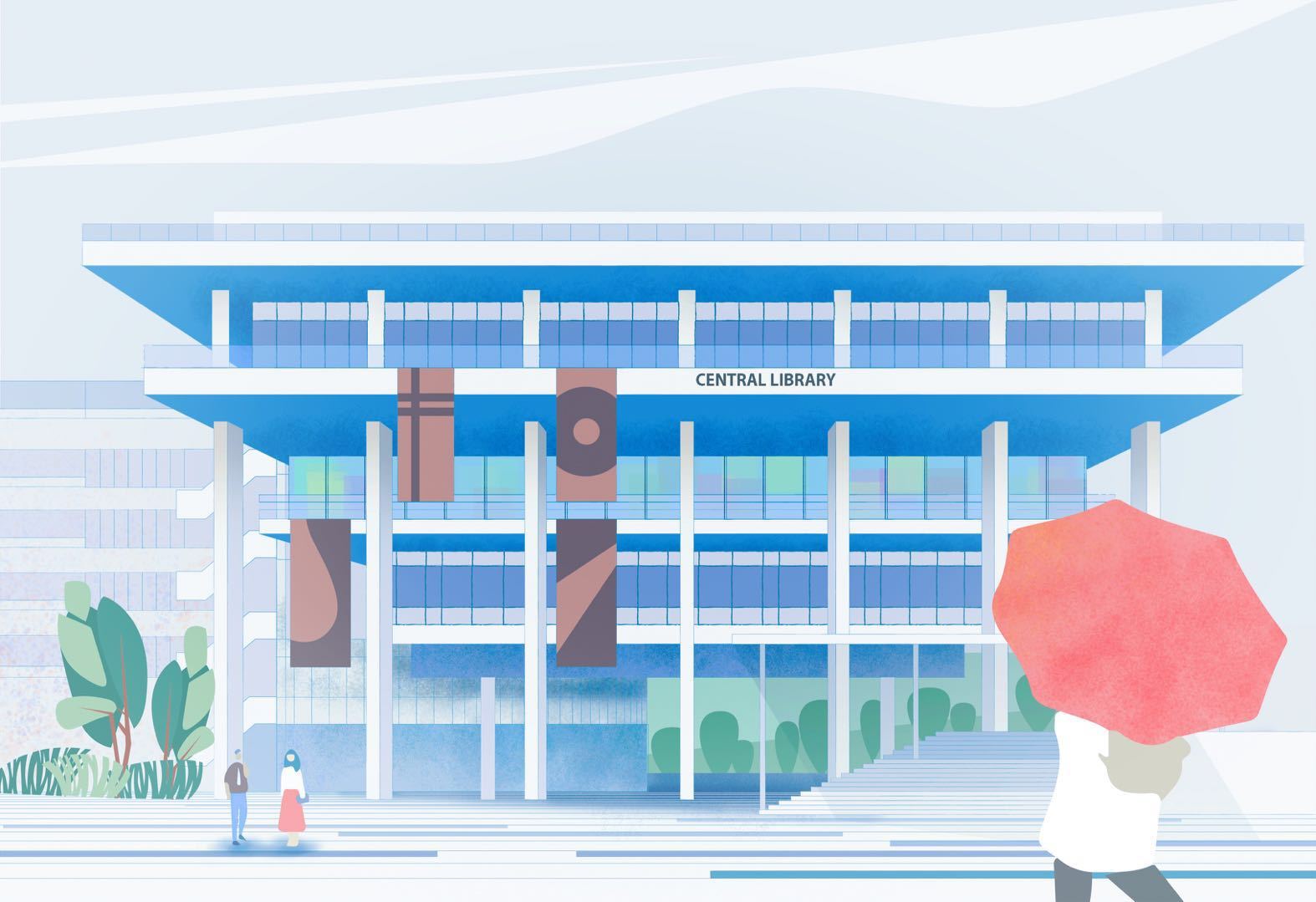 新加坡国立大学建筑插画——中央图书