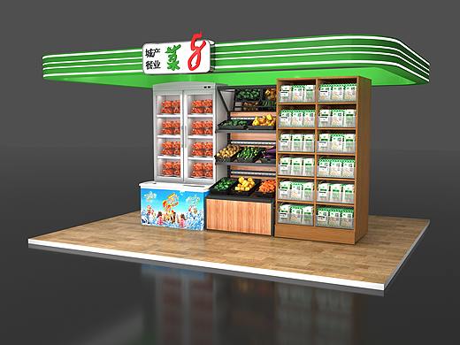 超市菜架展厅建模渲染效果图