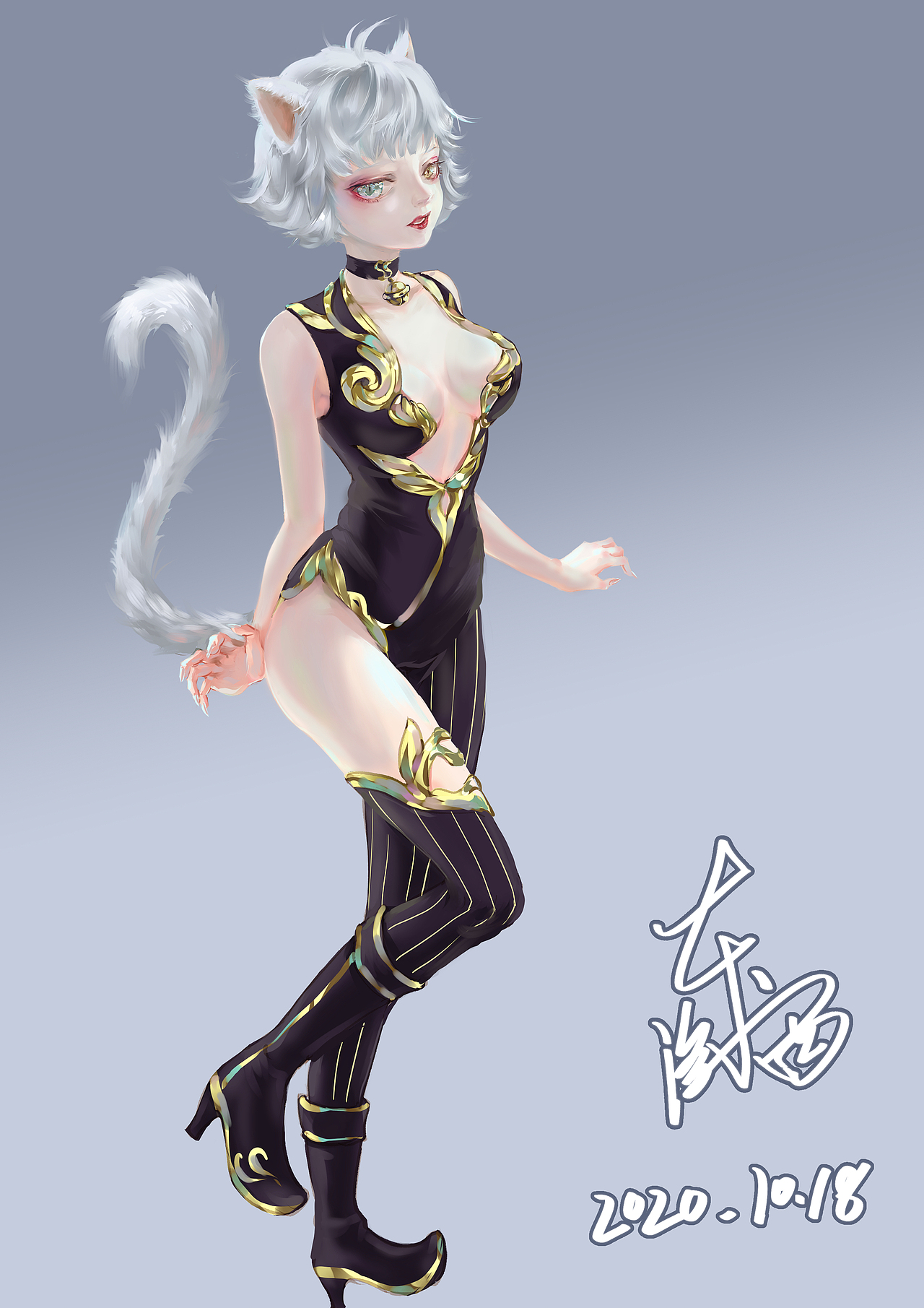小猫女（图ZMjMwOTk4MDAw） - 单幅漫画 - 站酷设计师东阁西原创素材 - 站酷ZCOOL