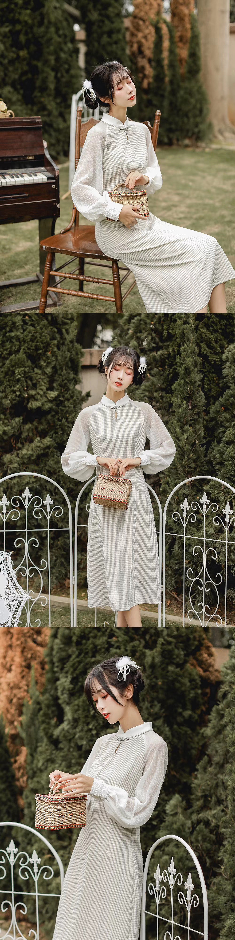 中式旗袍改良现代旗袍中式汉服复古女装模特拍摄拍照