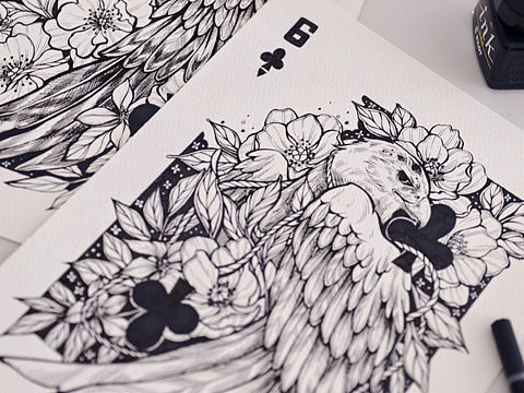 ♣️6｜手绘一套扑克牌｜线描装饰画