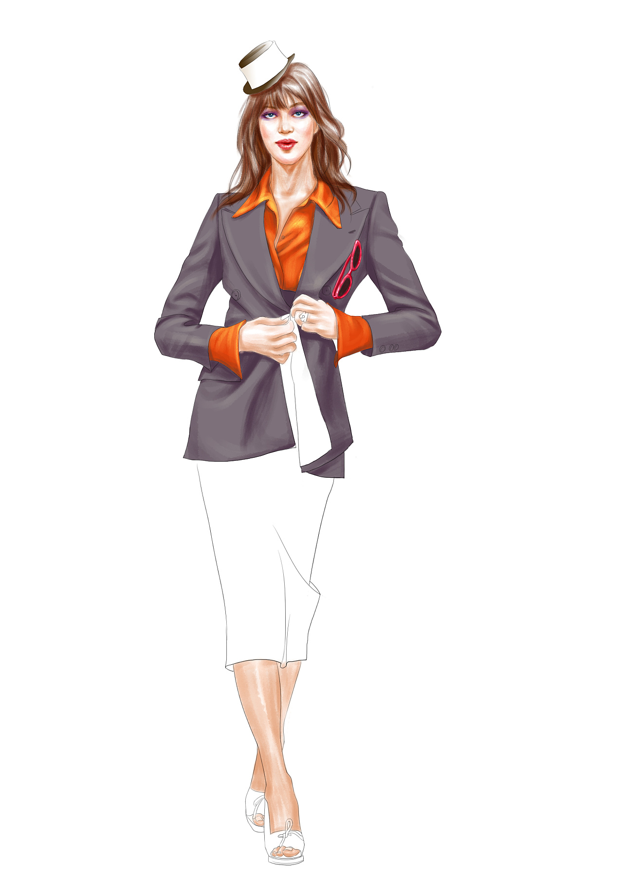 模特黑珍珠 时装画