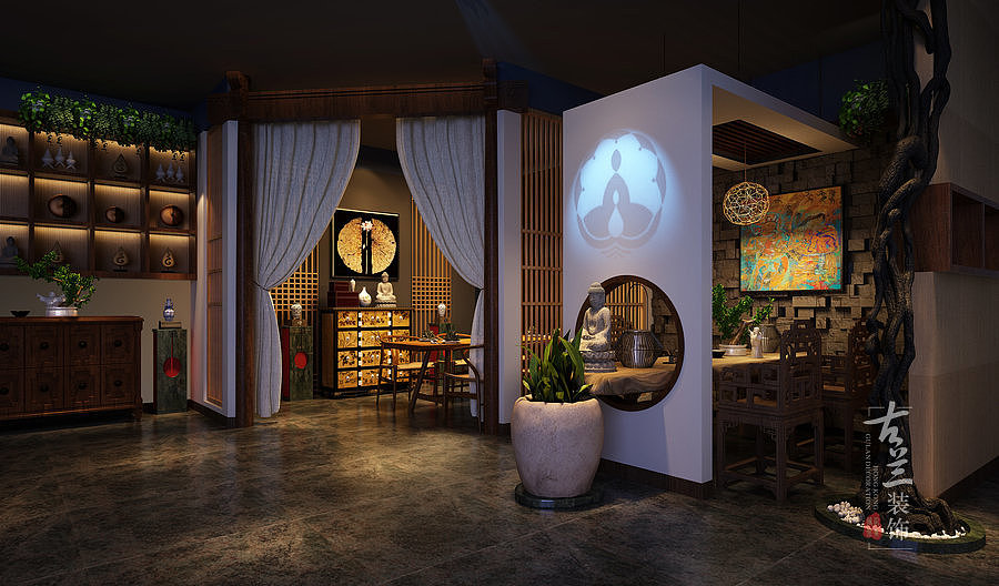 成都茶楼设计案例——菩提道茶艺体验店（图ZOTMyNzkzNDg=） - 家装设计 - 站酷设计师成都茶楼设计l原创素材 - 站酷ZCOOL