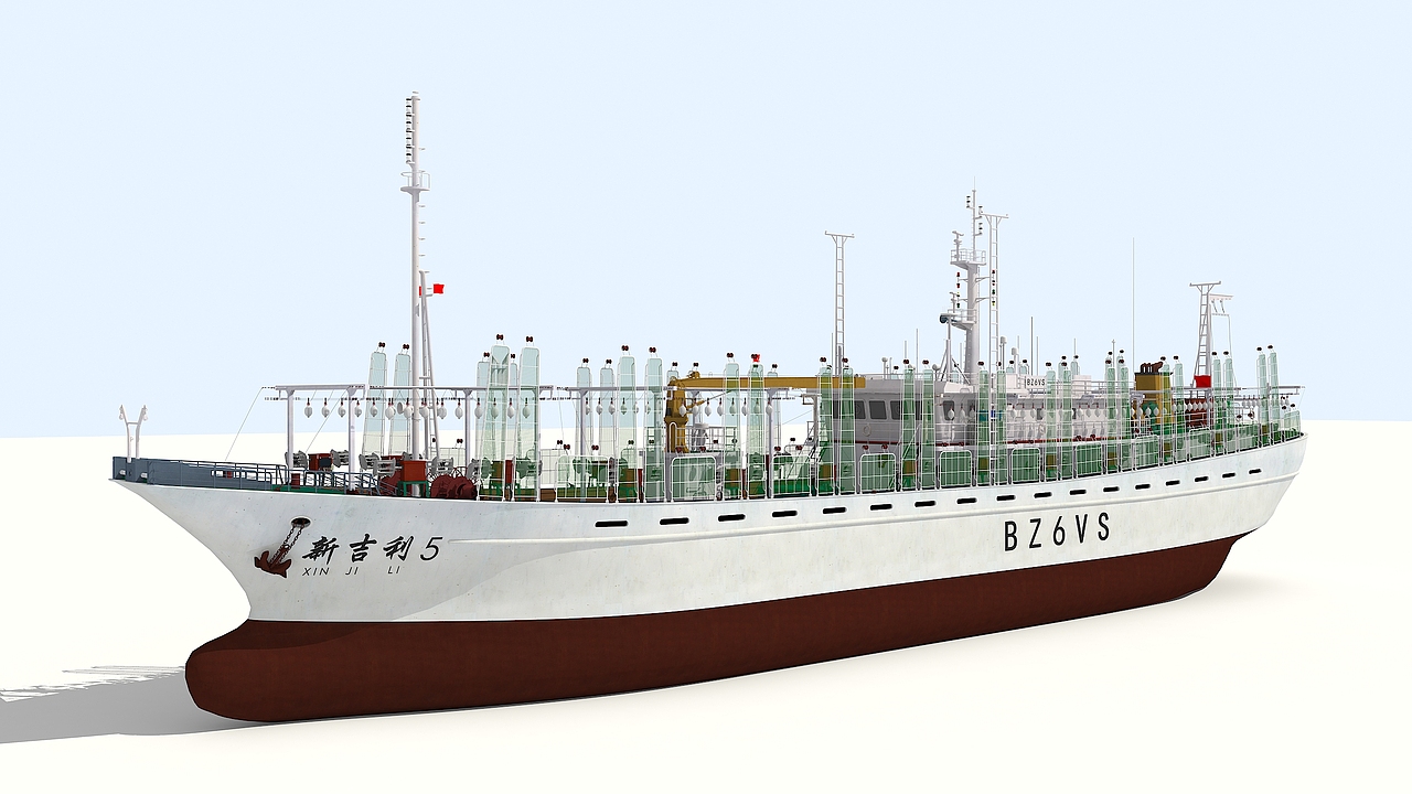 一个渔船建模的动画模型