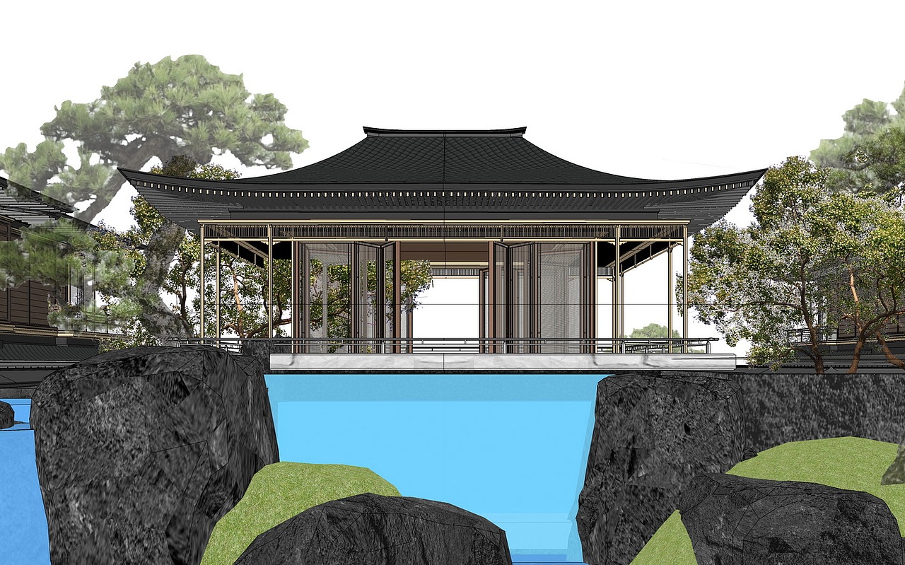 重庆融创长乐雅颂示范区景观su模型下载