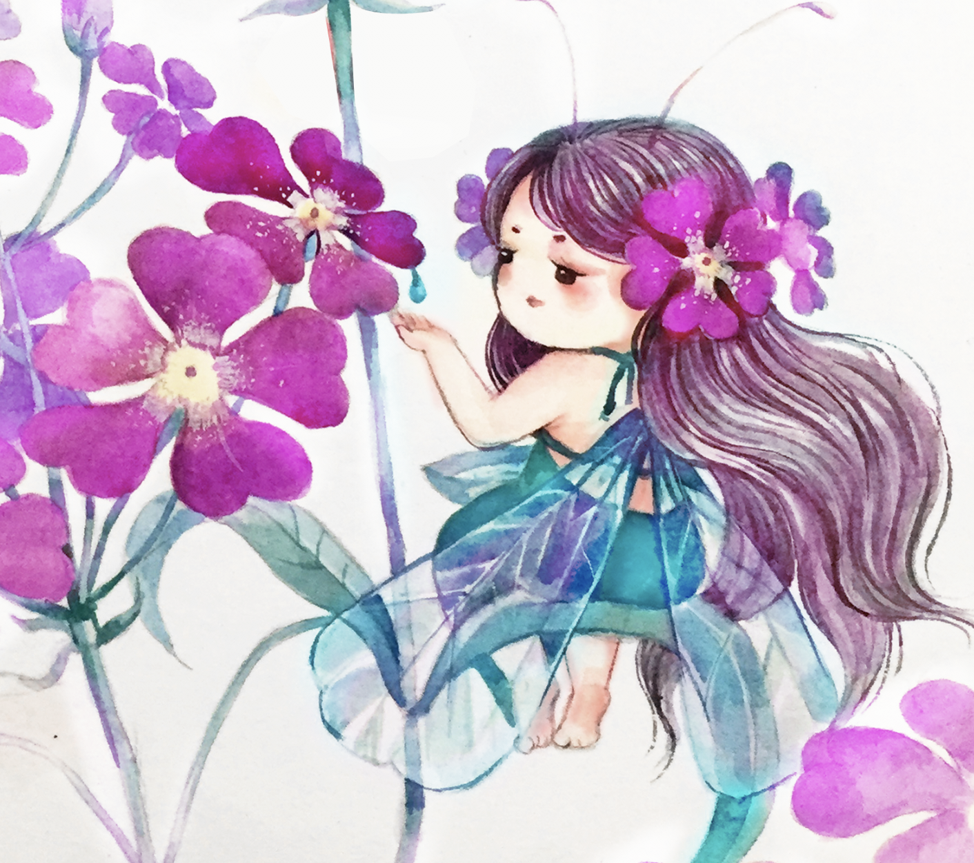 水彩 花卉 小精灵|插画|插画习作|yuan0o - 原创作品 - 站酷 (zcool)