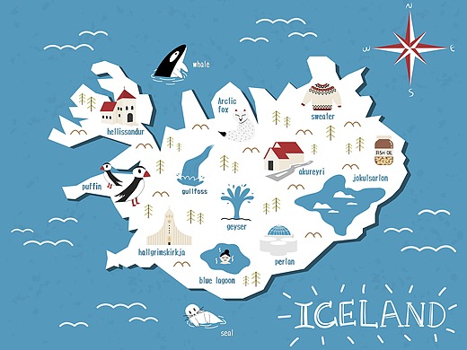 冰岛地图插画练习