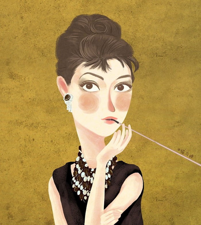 奥黛丽赫本的头像插画