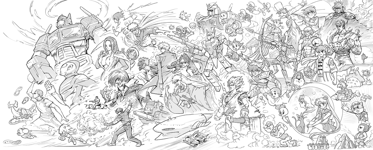 致童年-经典动漫形象手涂（图ZMjMxMzQ2MDQw） - 创作习作 - 站酷设计师贰拾柒px原创素材 - 站酷ZCOOL