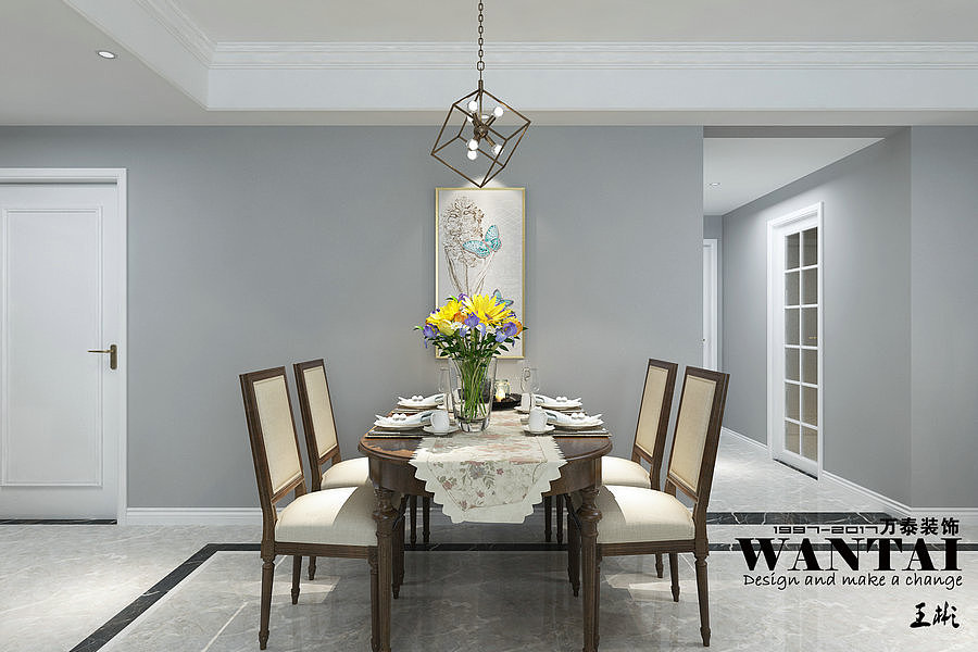 精致轻奢感-济宁翠都国际145平小美式风格装修案例