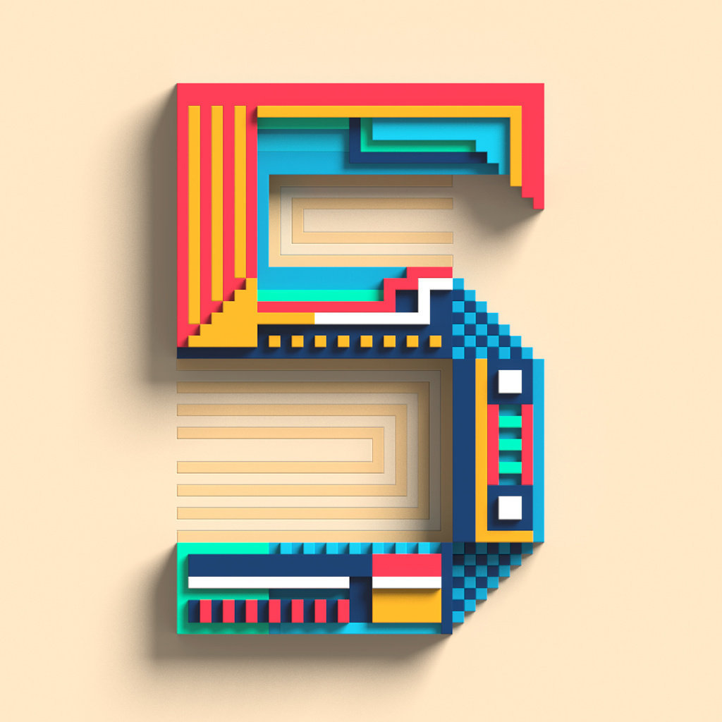 3d像素风像素数字设计欣赏!