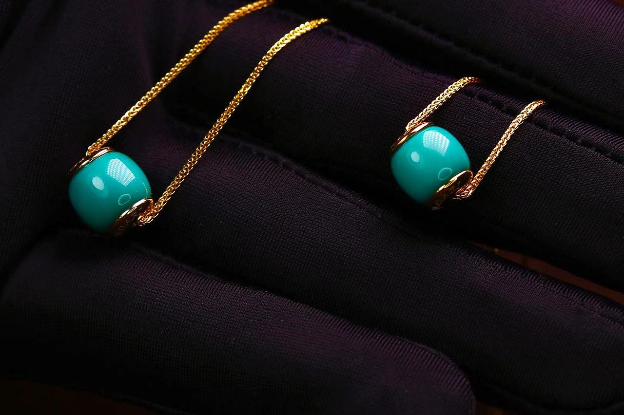 绿松石高瓷蓝锁骨链