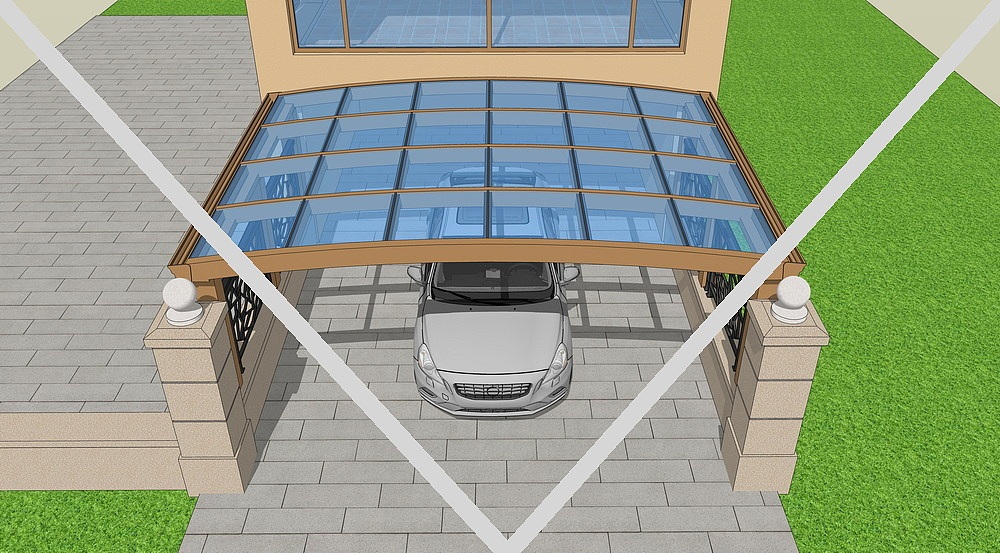 车库棚设计效果图S2036