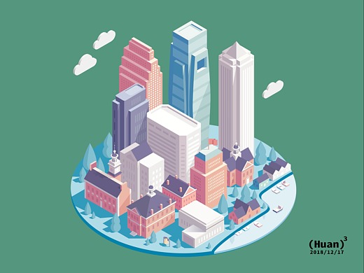 【ai临摹 ae原创】「城市」2.5d插画 gif动图