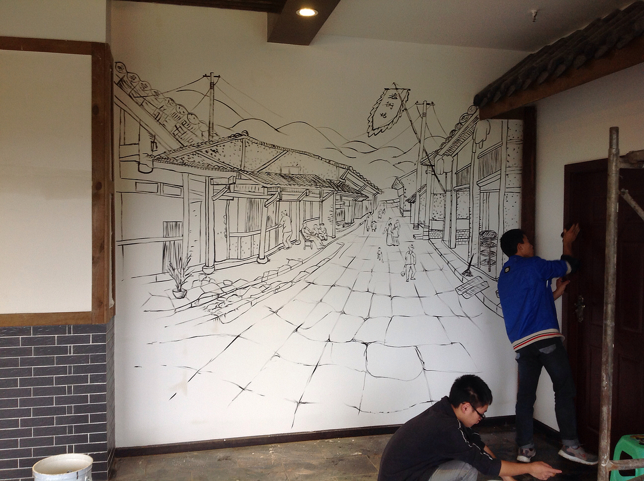 火锅店墙绘,餐饮墙绘,串串店墙绘,成都墙绘