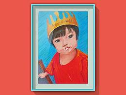 油画棒—吃蛋糕的小侄女