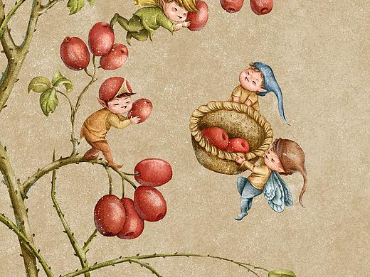 摘果子的小精靈臨摹練習(xí)（個(gè)人主頁-ZNDQyMDI1Mjg=） - 兒童插畫 - 站酷設(shè)計(jì)師土豆的耳朵1原創(chuàng)素材 - 站酷ZCOOL