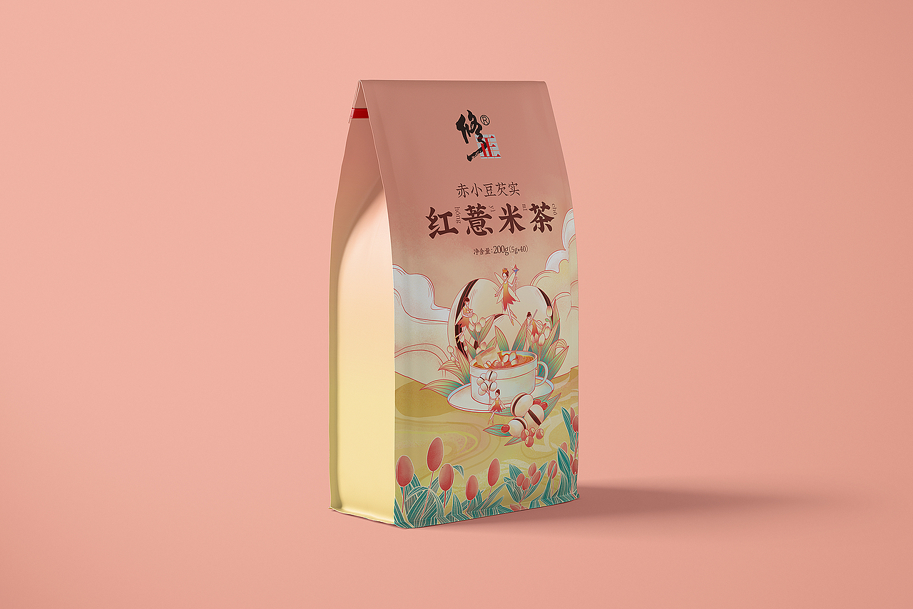 修正 | 国潮风薏米茶包装设计,太温柔了吧!