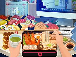 百度外卖-超级品牌节-插画系列海报