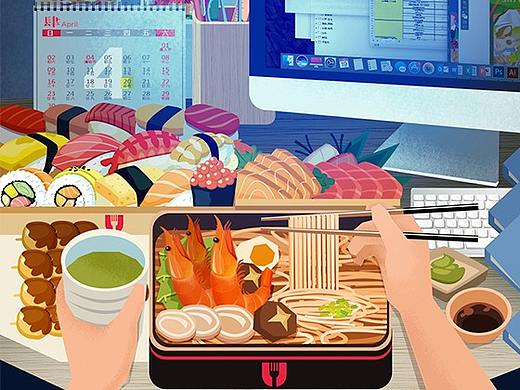 百度外卖-超级品牌节-插画系列海报