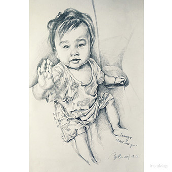 宝宝的1岁素描肖像
