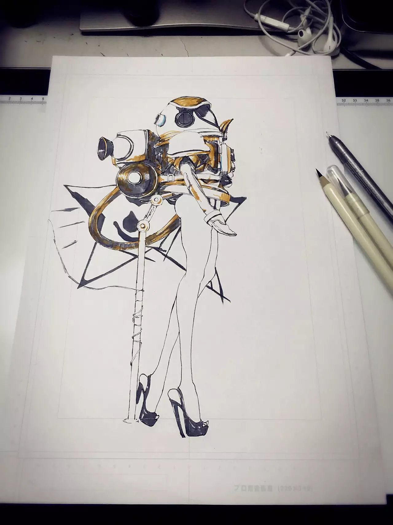 蒸汽朋克风模型手绘