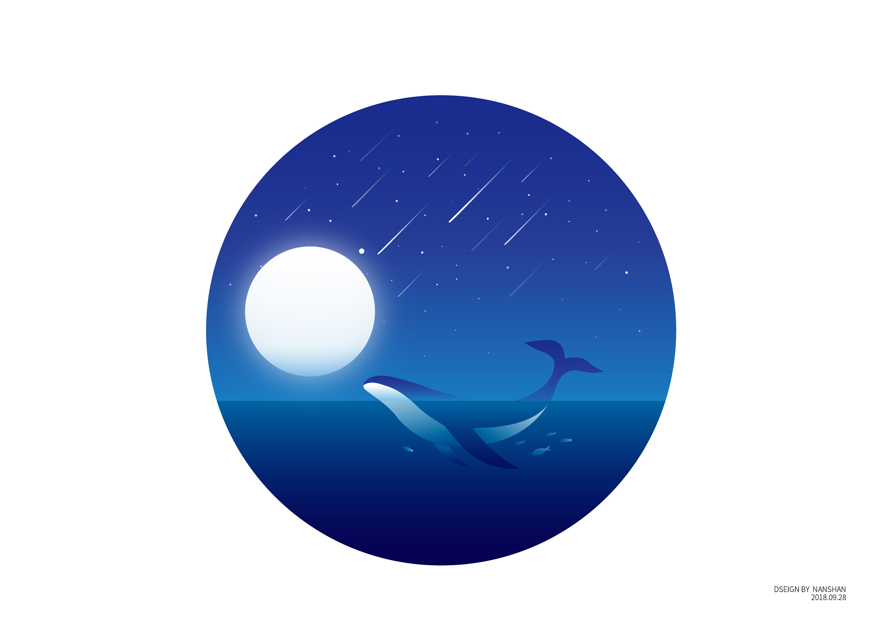 一只化身孤岛的蓝鲸|插画|插画习作|楠山楠ww - 原创作品 - 站酷