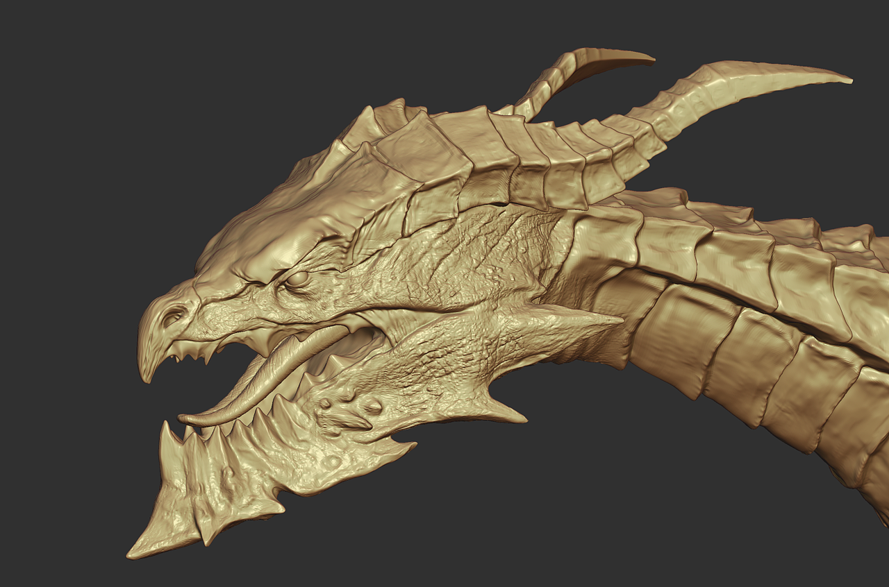 zbrush中世纪飞龙模型wip