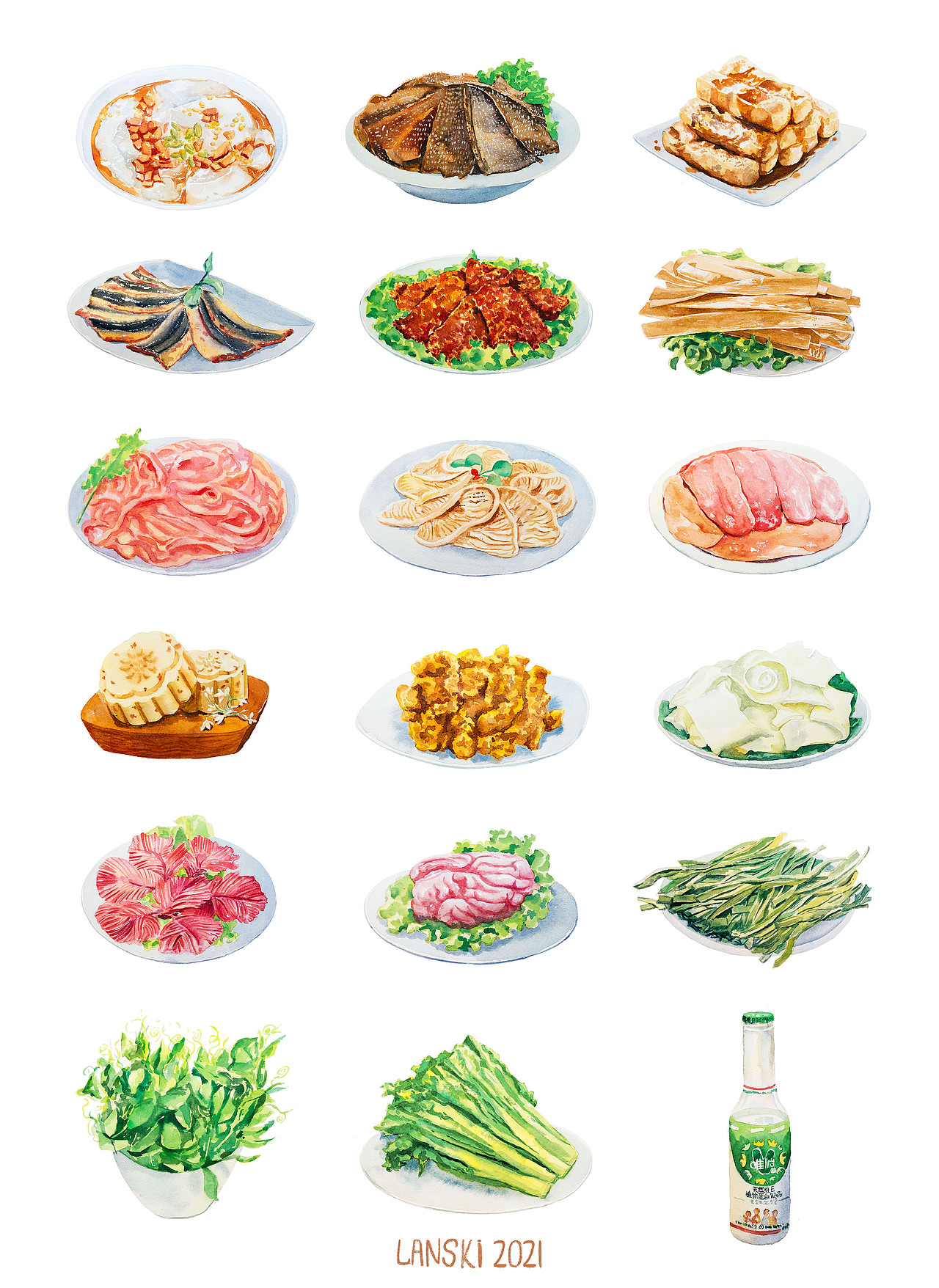 水彩画-火锅配菜（图ZMjk0NzQ4NTI4） - 艺术插画 - 站酷设计师lanskiplanet原创素材 - 站酷ZCOOL