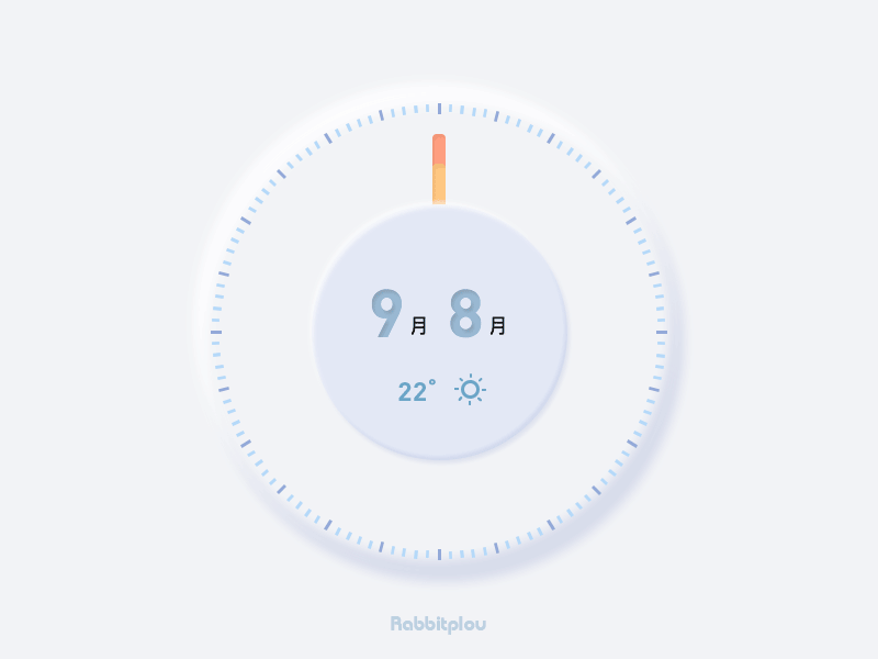 分针走一圈,时针走五格.