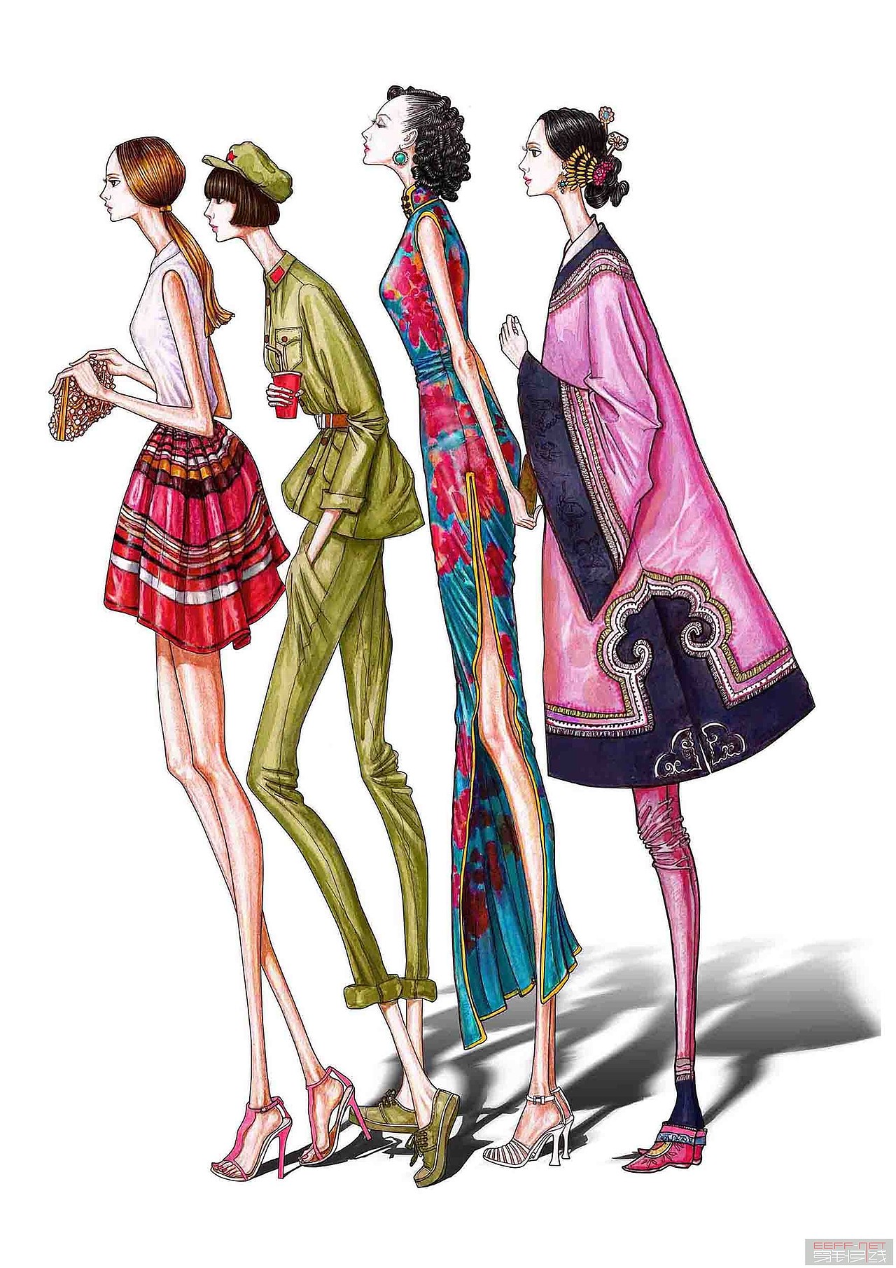 服装插画（图ZMjc3NTM1NzI=） - 休闲/流行服饰 - 站酷设计师倾轻松原创素材 - 站酷ZCOOL