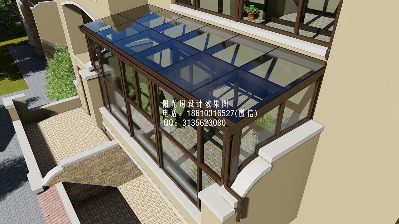 D9113断桥铝门窗阳光房设计效果图