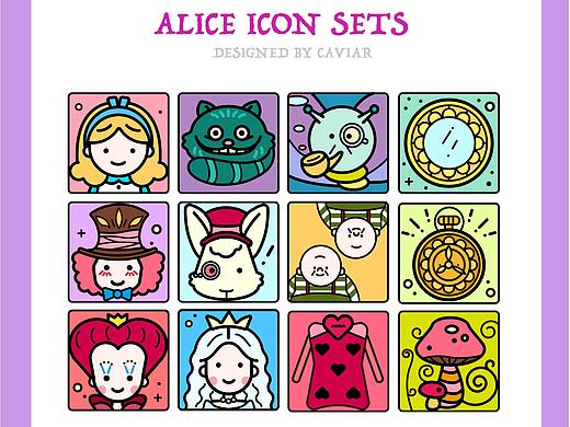 愛麗絲夢游仙境主題圖標（個人主頁-ZMzM1NTg5MjQ=） - 圖標 - 站酷設計師阿溟原創(chuàng)素材 - 站酷ZCOOL