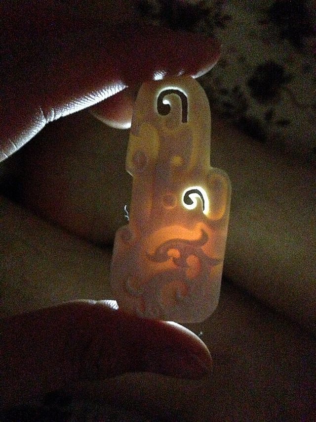 博古纹,象牙随形吊坠一枚