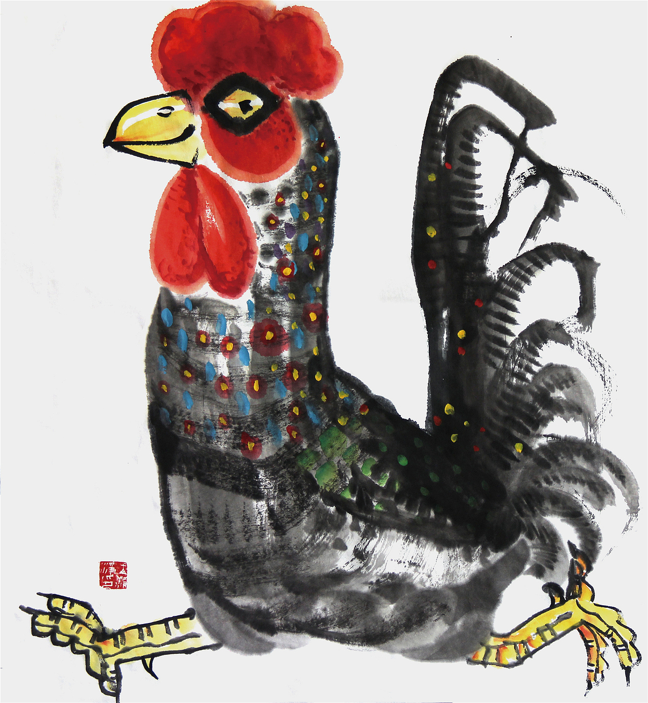 画儿晴天·王净净水墨插画鸡系列画（图ZODkxMTUzNjg=） - 艺术插画 - 站酷设计师画儿晴天原创素材 - 站酷ZCOOL