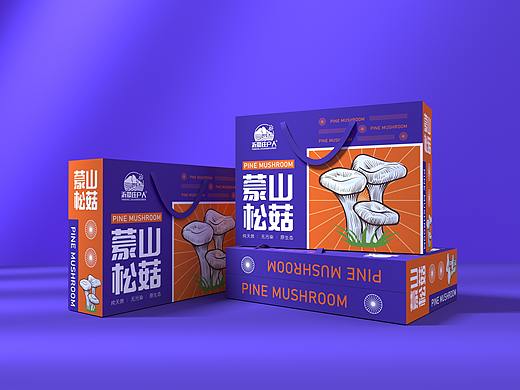 简约清新高端大气山珍松菇土特产食品包装盒、干货包装