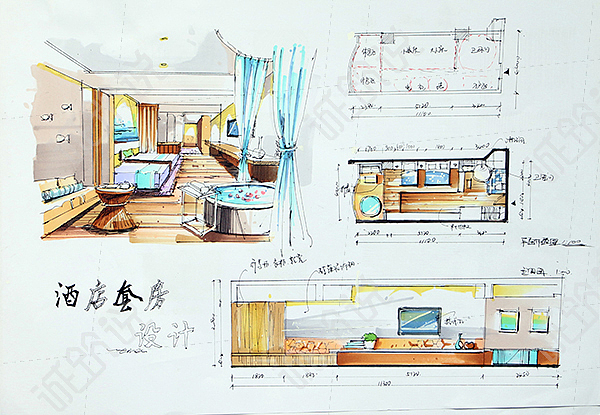 诚筑说:室内设计手绘培训美女教师原创授课作品集