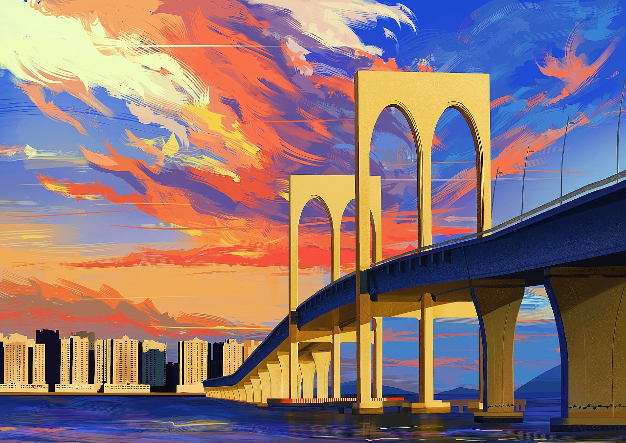澳门西湾大桥插画 - 原创作品 - 站酷(zcool)