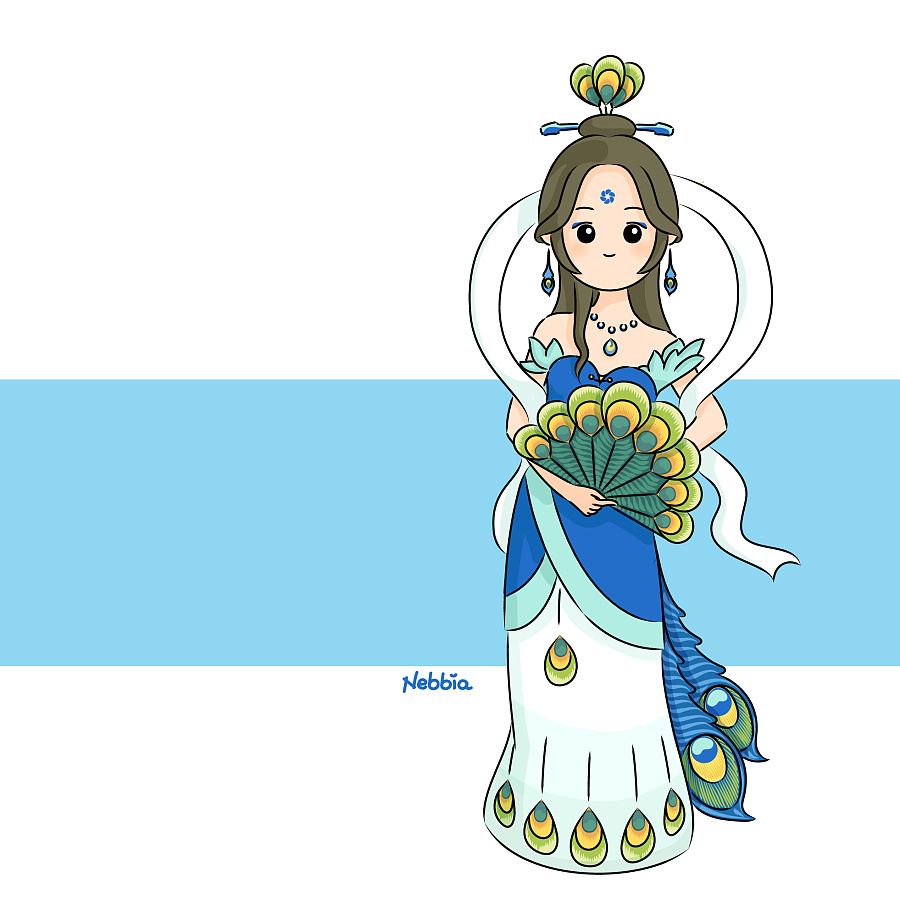 插画习作-孔雀人设
