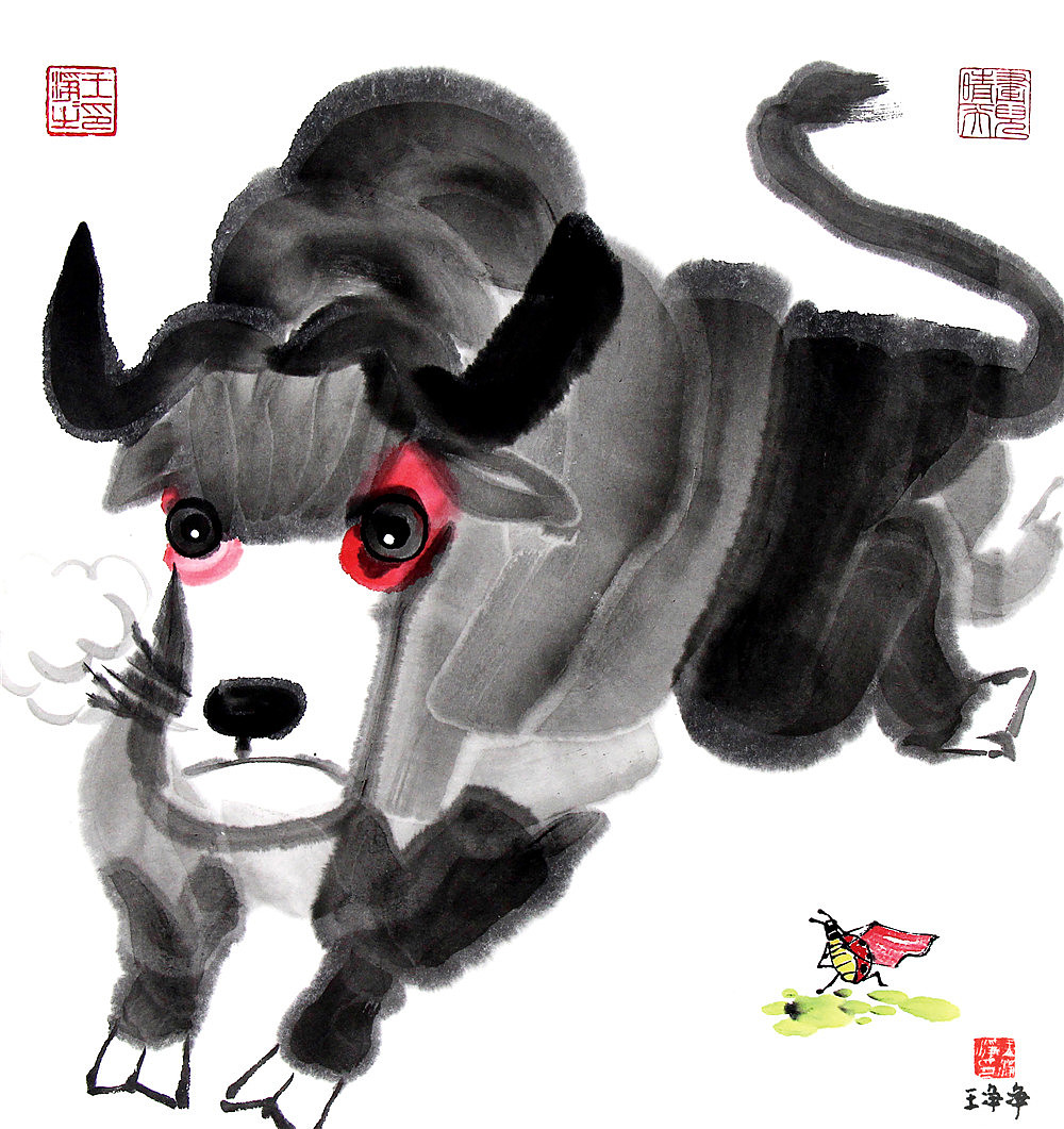 牛年画牛王净净42幅国画牛萌趣水墨牛