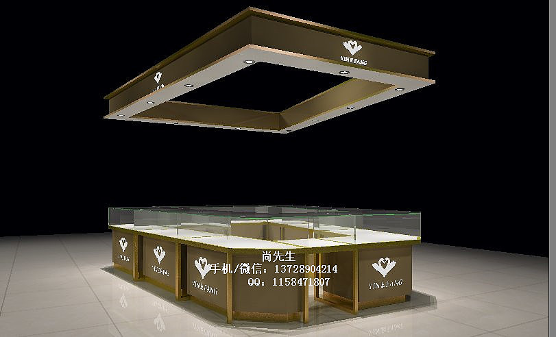 深圳西乡银饰品专柜不锈钢珠宝展示柜效果图