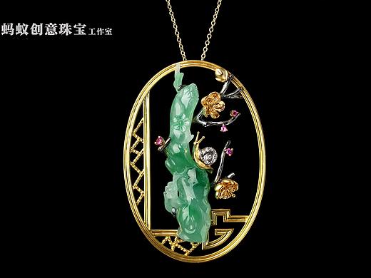 【蚂蚁创意珠宝工作室】中式宫廷风K金梅花翡翠吊坠