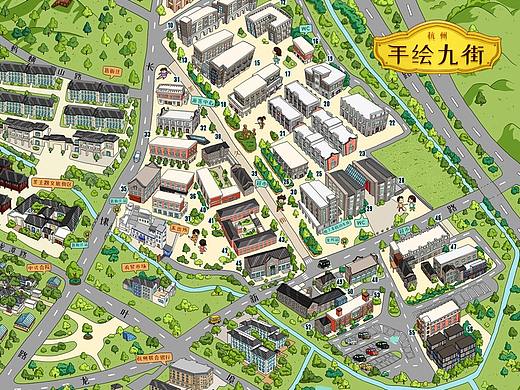 杭州龙坞九街手绘地图