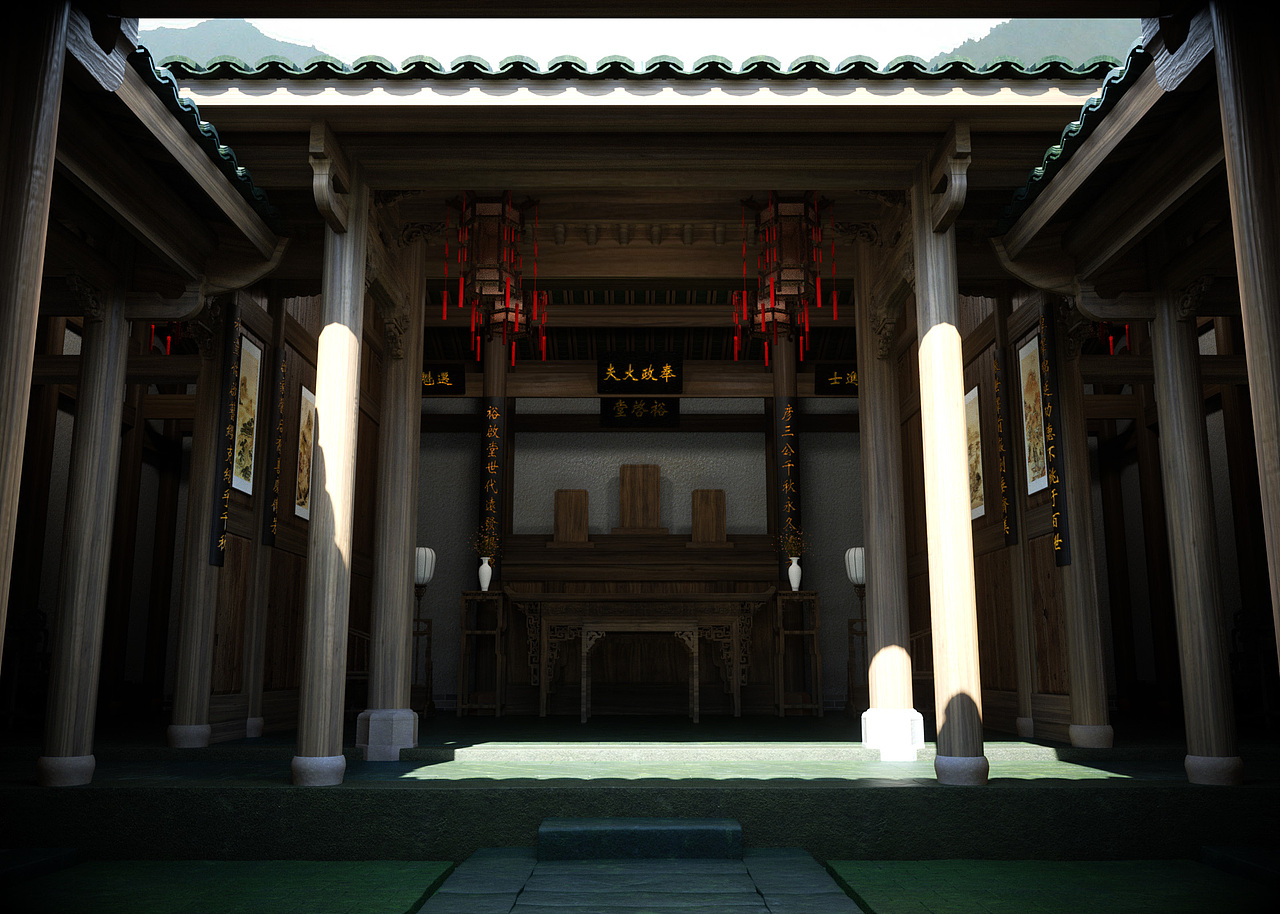 文物宗祠复原效果图（图ZODYwNjQxODQ=） - 场景 - 站酷设计师风道人原创素材 - 站酷ZCOOL