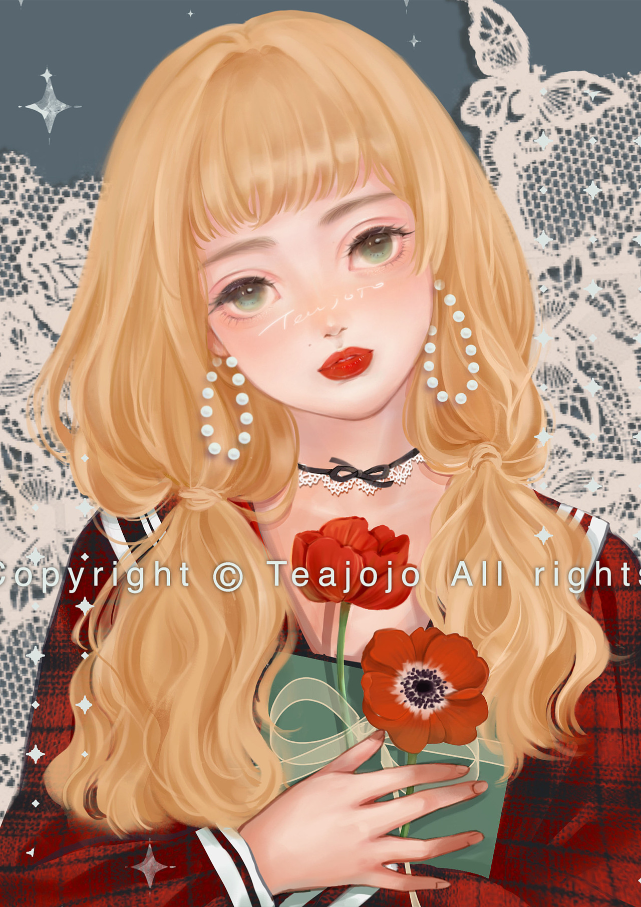 怀花（图ZMjQ1MTQxMDM2） - 商业插画 - 站酷设计师茶灼灼原创素材 - 站酷ZCOOL