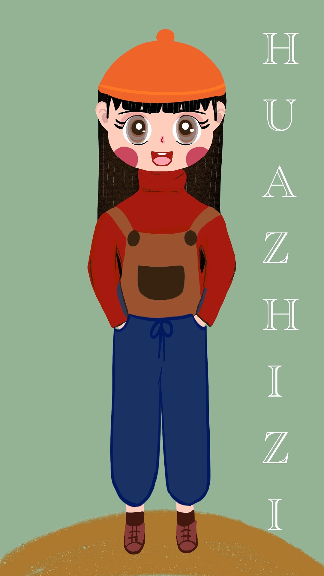 花栀子原创插画女生全身照可爱