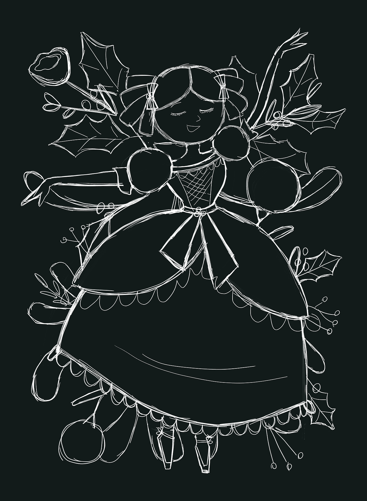 临摹水粉风格插画过程图【moon.F】