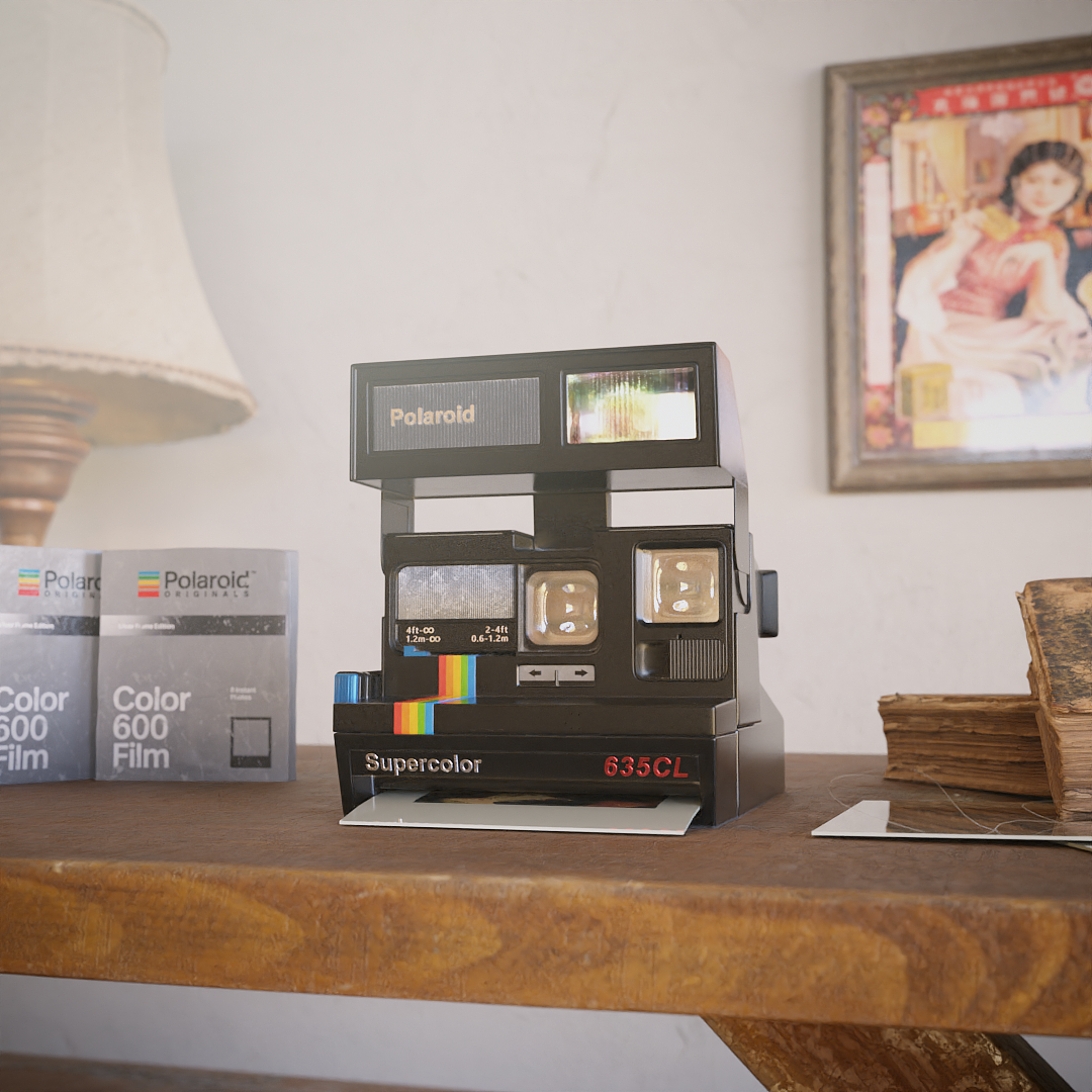 Polaroid 635CL 宝丽来拍立得相机 - Blender渲染